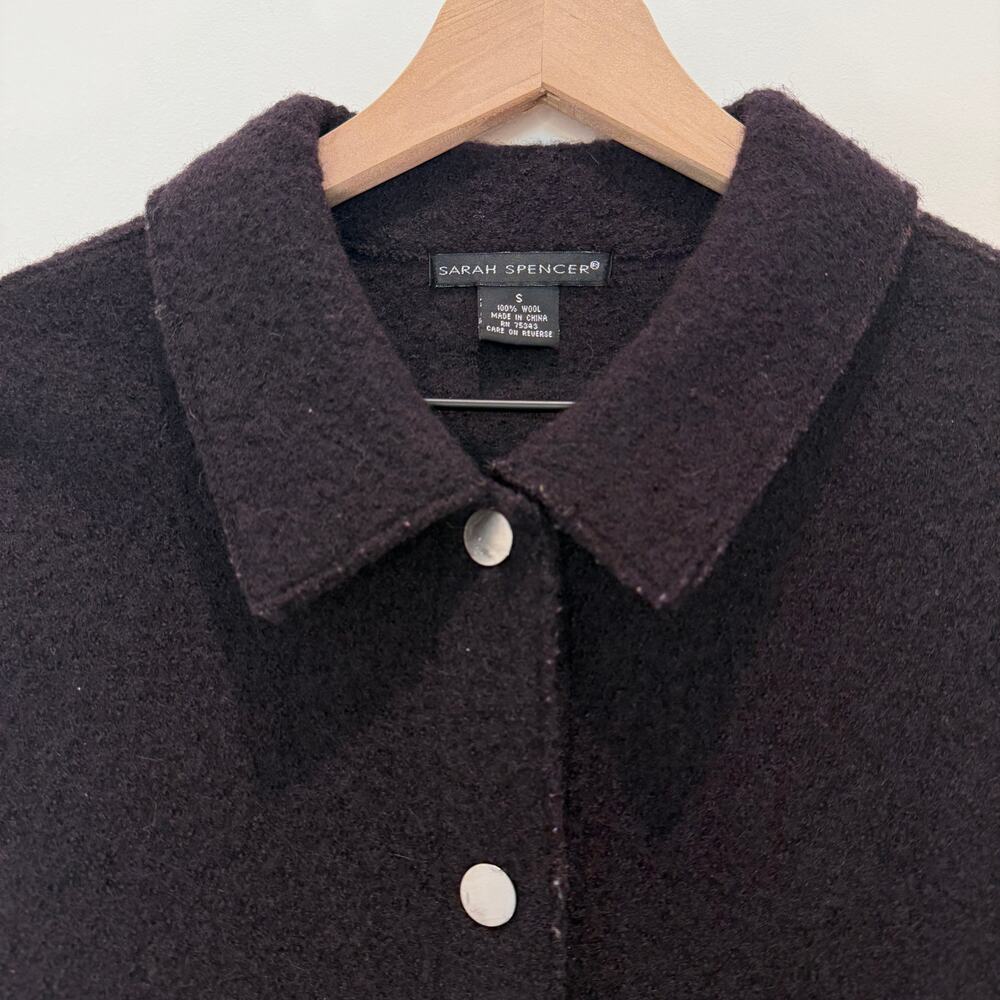 100% Wool Jacket Women's Small Chocolate Brown Button Up Pockets Vintage 90s - Picture 3 of 10